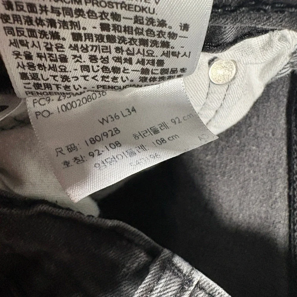 Levi's 502 Regular Taper Jeans Mens 36x34 (Fits 34x30) Black Faded Denim Pants